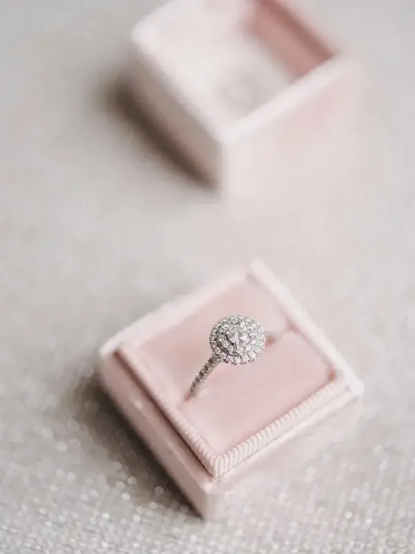 view of engagement ring in a box